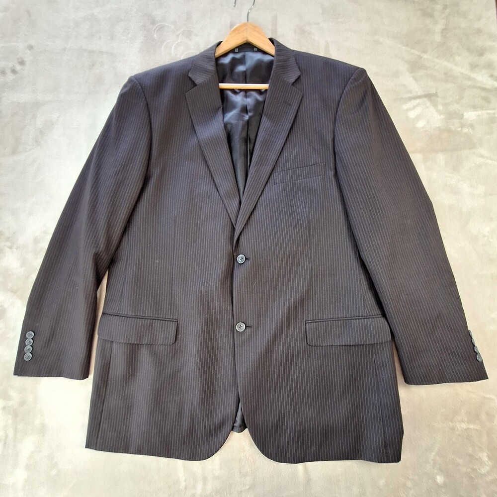 Profilo Suit Jacket Mens 48 Long Brown Wool Stripe Double Vent 2 Button